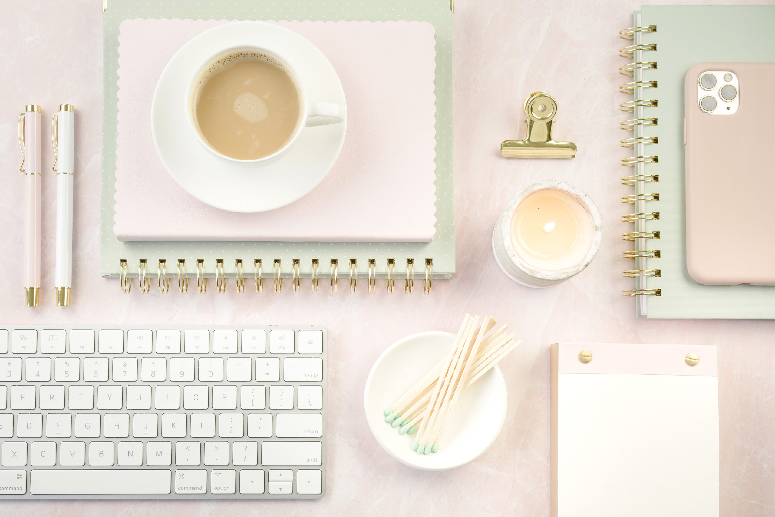 notebooks and coffee