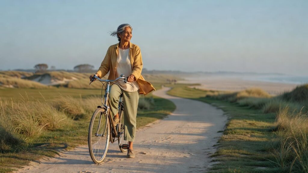 South Asian woman cycling on her own terms